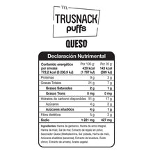 Cargar imagen en el visor de la galería, TRUSNACK PUFFS VEGAN QUESO FAMILY SIZE 180g