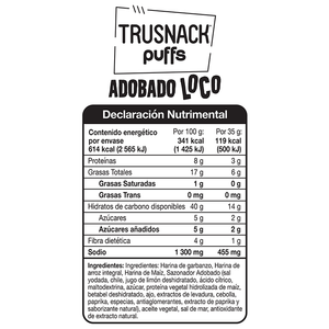 TRUSNACK PUFFS ADOBADO LOCO FAMILY SIZE 180g