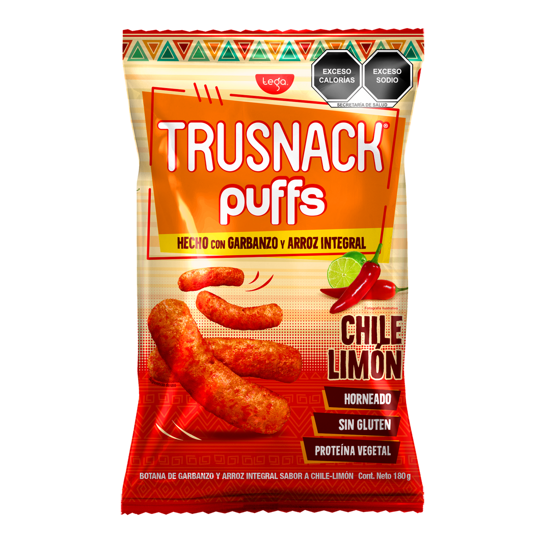 TRUSNACK PUFFS CHILE LIMON FAMILY SIZE 180g