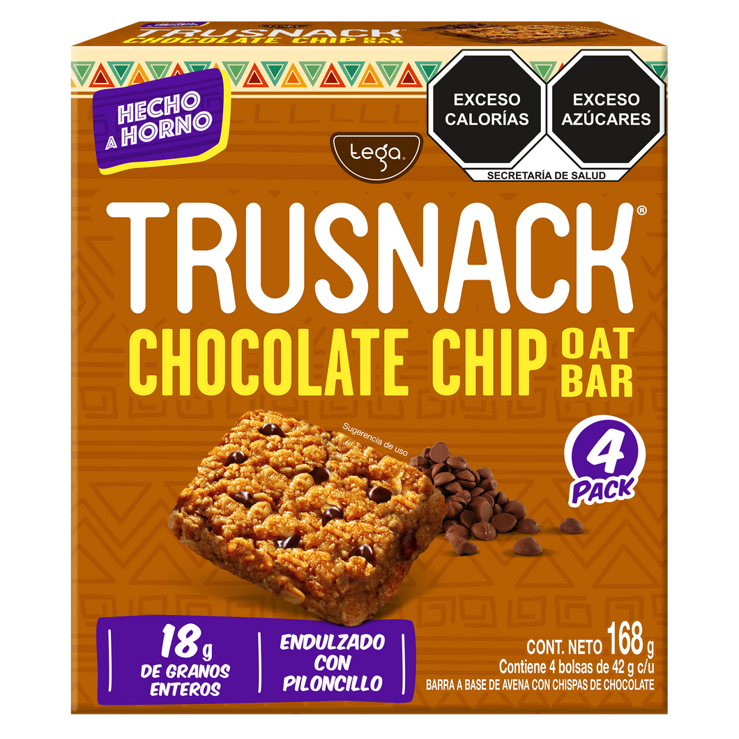 TRUSNACK OAT BAR CHOCOLATE CHIP 4 PACK 168G