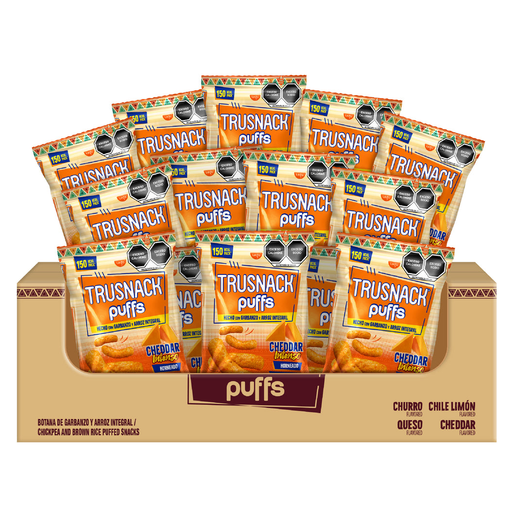 TRUSNACK PUFFS Cheddar Intenso Caja con 25 bolsas de 35g
