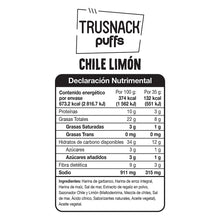 Cargar imagen en el visor de la galería, TRUSNACK PUFFS CHILE LIMON FAMILY SIZE 180g
