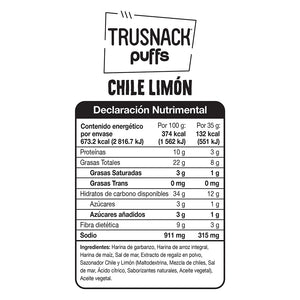 TRUSNACK PUFFS CHILE LIMON FAMILY SIZE 180g